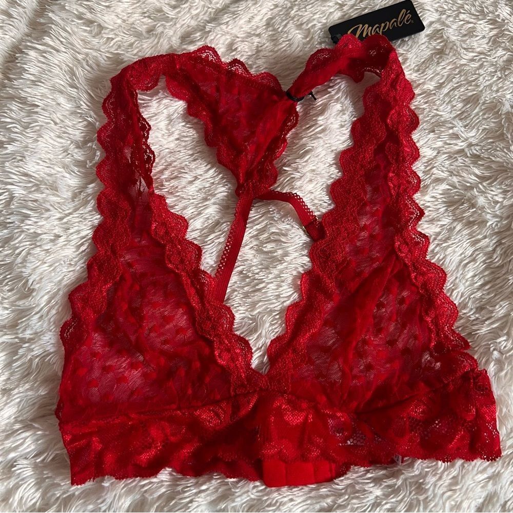 Mapale Red Heart Lace Bralette Small / Medium NEW with defects - Picture 2 of 7